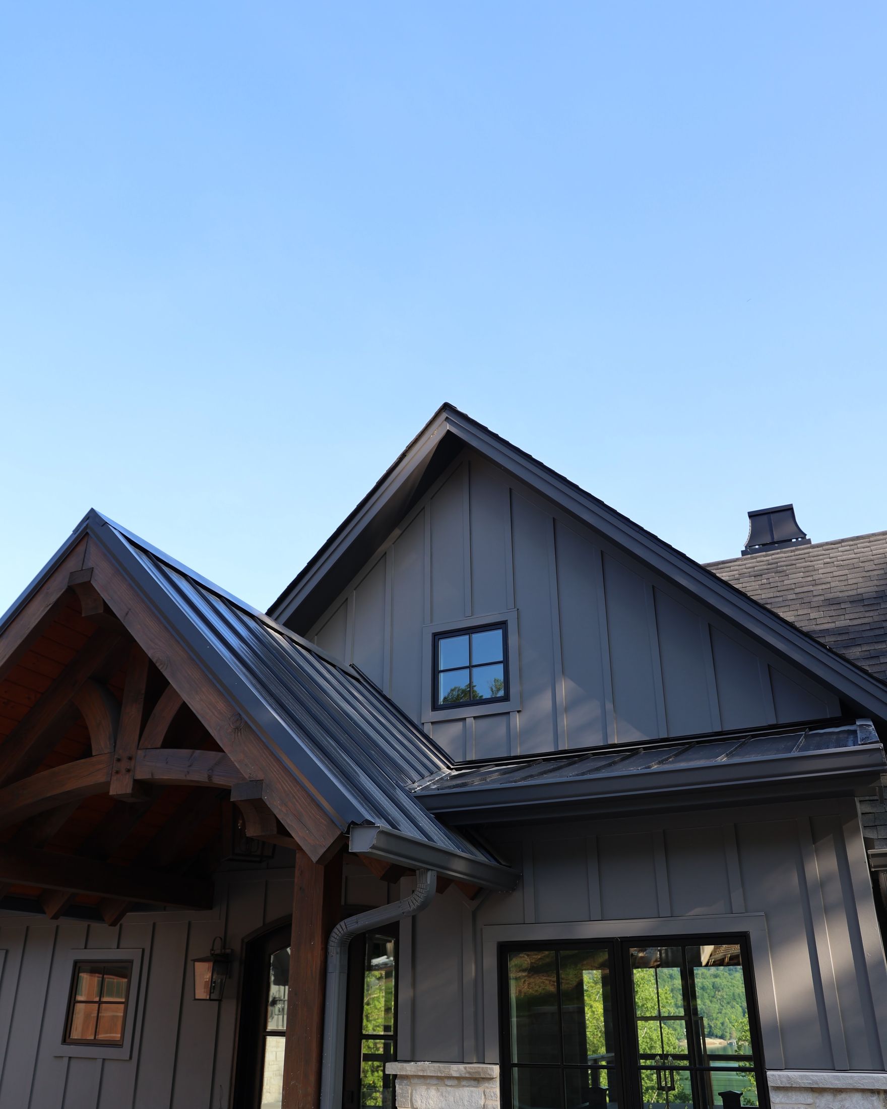 Standing-seam roof and board-and-batten gable